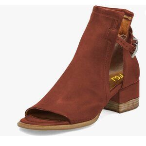 FSJ Saddle Brown Peep Open Toe Cut Out Buckle Ankle Bootie Block Low Heel Shoes